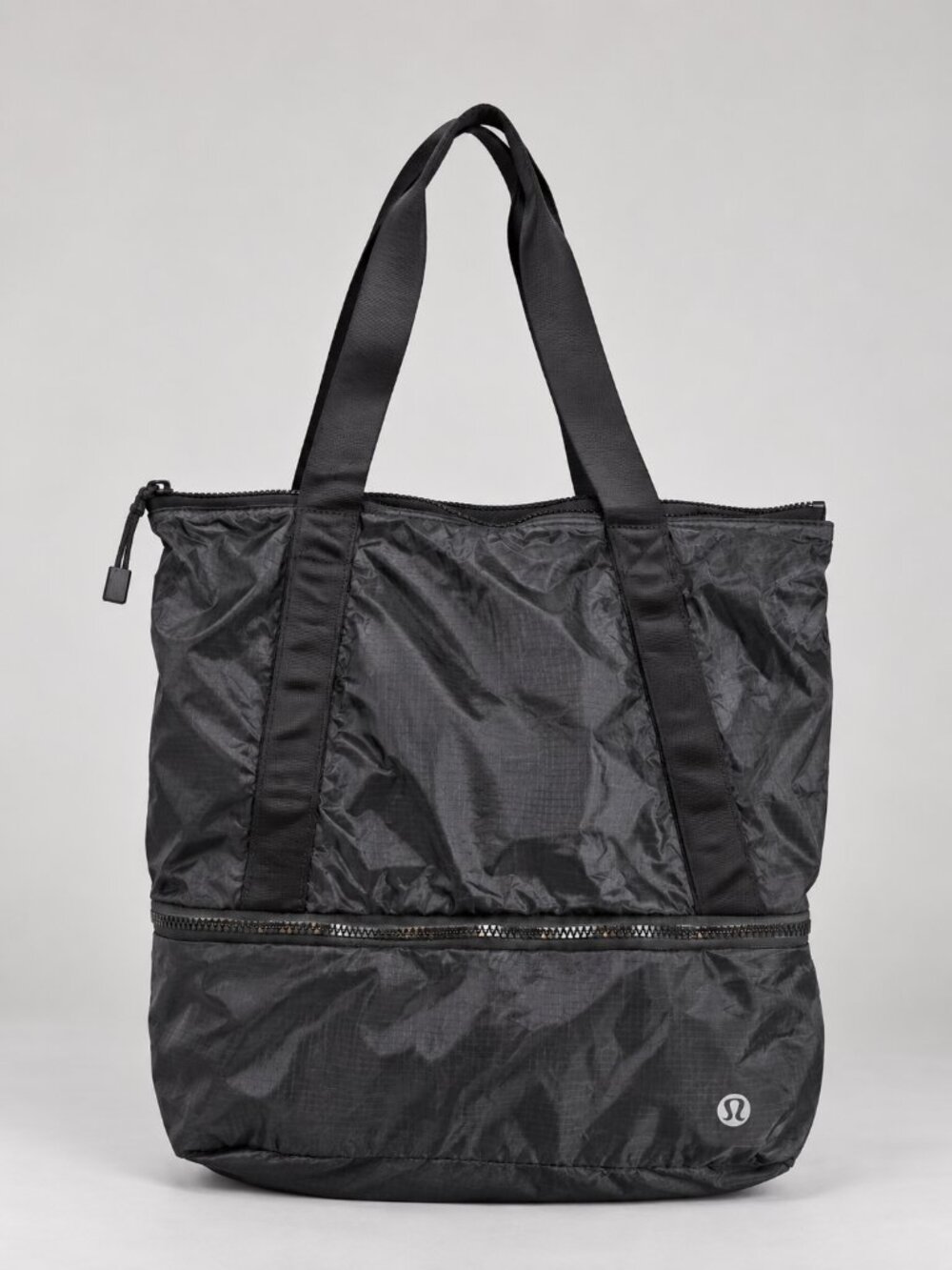 Lululemon Black Ripstop Tote Bag O/S Gym Yoga Travel Shoulder Zip Compartment
